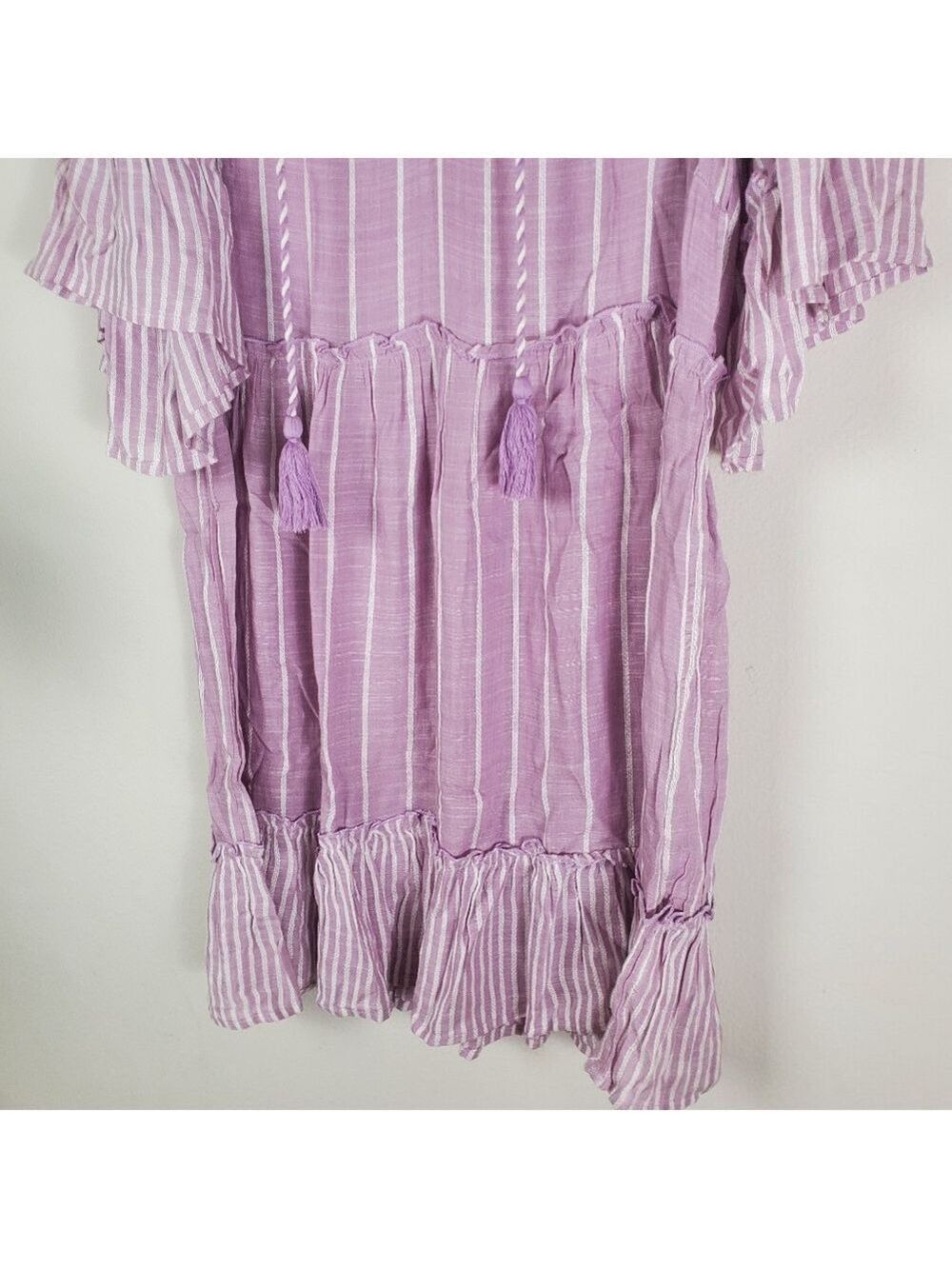 Tribal Jeans Dress Petite Small Women's Boho Ruffle Spring Pastel - Picture 4 of 11